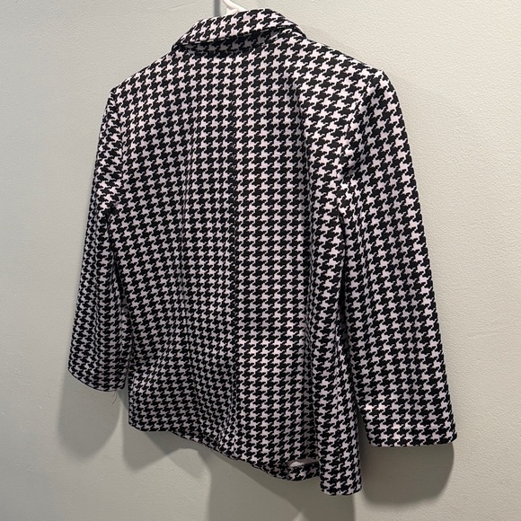 NYCC Black & White Houndstooth 3/4 Sleeve Blazer Jacket Size Small - Picture 5 of 7